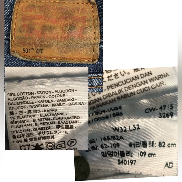 LEVIS 501CT Sz 32 Button Fly Jeans - Picture 12 of 14